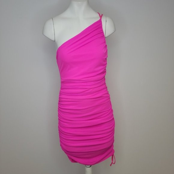 Hot Pink One-Shoulder Dress - Picture 1 of 6
